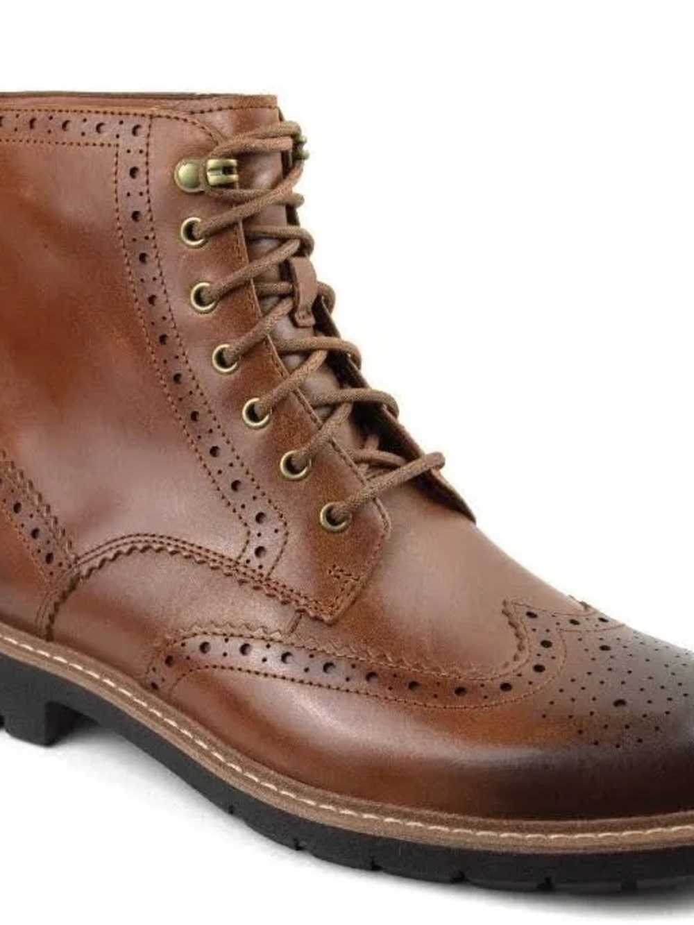 Clarks Men's Tan Brogue Lace-Up Leather Boot